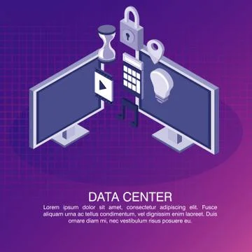 Data center poster with informaton 스톡 일러스트