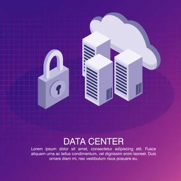 Data center poster with informaton Illustrazione stock