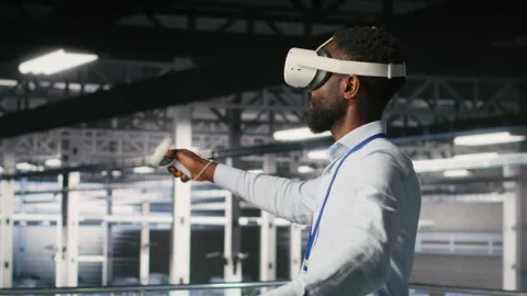 Data center programmers on industrial platform using virtual reality tech Stock-Footage 310277285