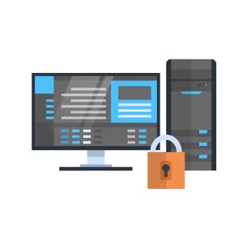 Data Center Protection Icon Hosting Server Security Database Technology Illustrazione stock