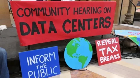 Data center rally in Minnesota. Stockbeeldmateriaal 333352612