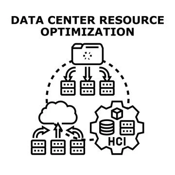 Data center resource optimization managing cloud and server infrastructure Illustrazione stock