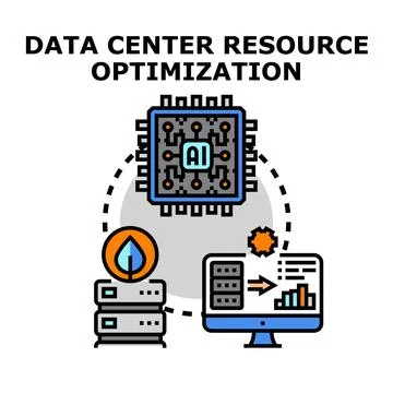 Data center resource optimization using artificial intelligence Stock Illustration