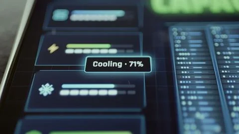 Data center resource panel highlights Cooling at 71 percent Stock Photos