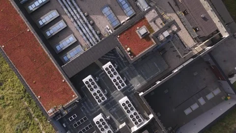 Data Center Rooftop HVAC Cooling Systems and Climate Control Infrastructure Stock Footage 344231932