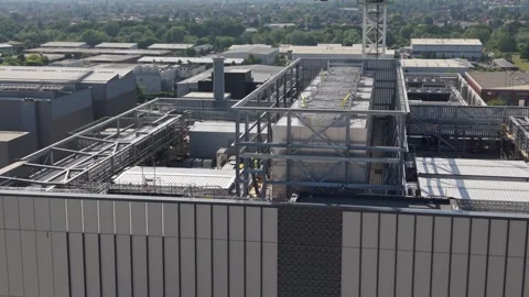 Data Center Rooftop Infrastructure Overview Daytime Stock Footage 338012364