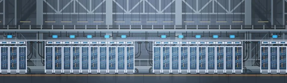 Data Center Room Hosting Server Computer Information Database Synchronize Stock Illustration