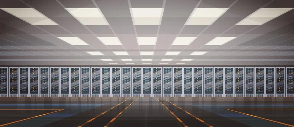 Data Center Room Hosting Server Computer Information Database Synchronize Stock Illustration