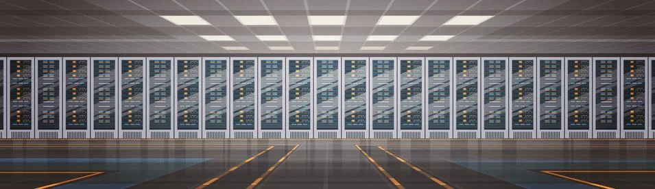 Data Center Room Hosting Server Computer Information Database Synchronize Stock Illustration