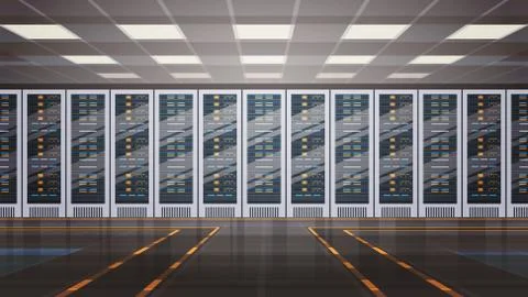 Data Center Room Hosting Server Computer Information Database Synchronize 스톡 일러스트