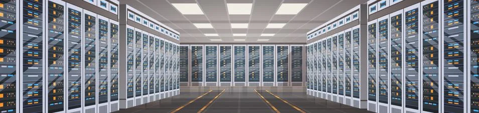 Data Center Room Hosting Server Computer Information Database Synchronize 스톡 일러스트
