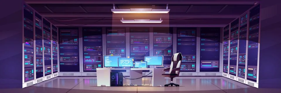 Data center room with server hardware Stock Illustration