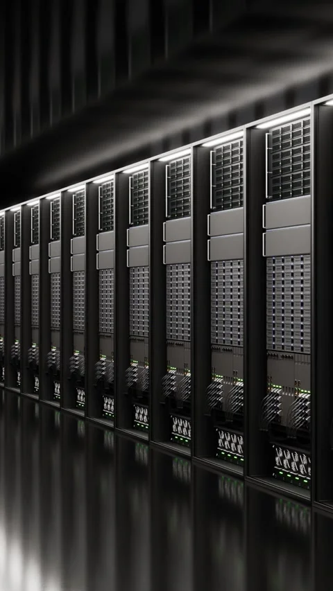 Data center with rows of server racks 스톡 동영상 332229512