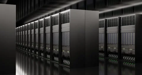 Data center with rows of server racks Stock Footage 332229851