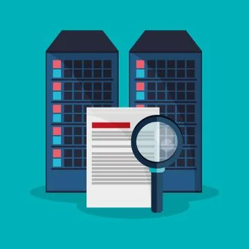 Data center search file developer system Illustrazione stock