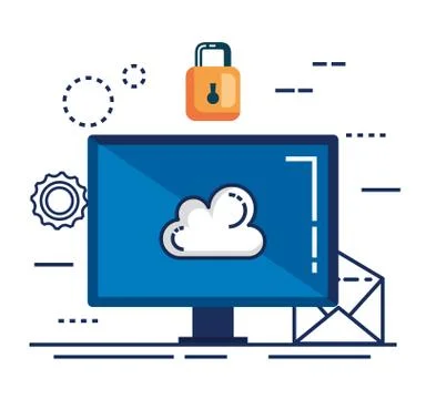 Data center security with desktop Stock Illustration