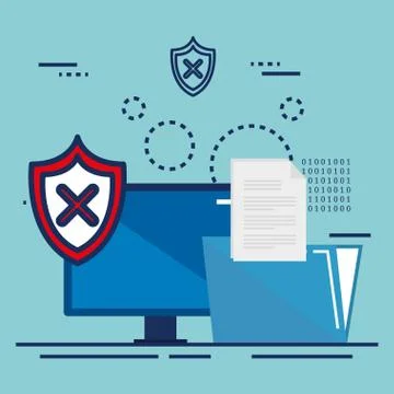 Data center security with desktop 스톡 일러스트