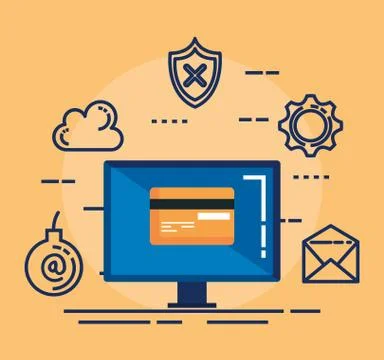 Data center security with desktop Stock Illustration