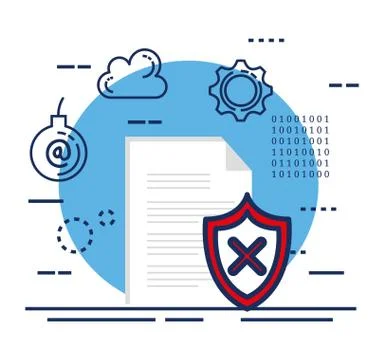 Data center security with document Illustrazione stock