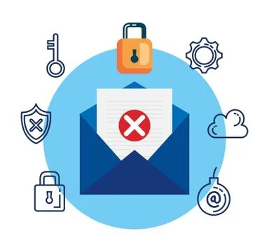 Data center security with email 스톡 일러스트
