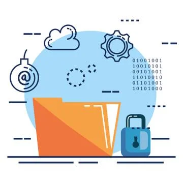 Data center security with folder 스톡 일러스트