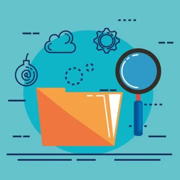 Data center security with folder Illustrazione stock