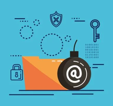 Data center security with folder Stock Illustration