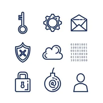 Data center security icons Stock Illustration