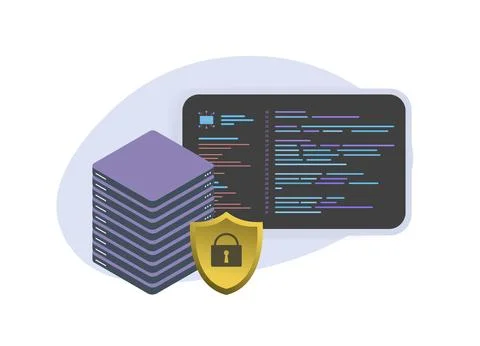 Data center security with protecting data servers from unauthorized access Stock Illustration