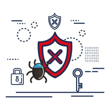 Data center security with shield Stock Illustration