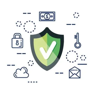 Data center security with shield Stock Illustration