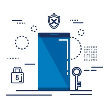 Data center security with smartphone Stock Illustration