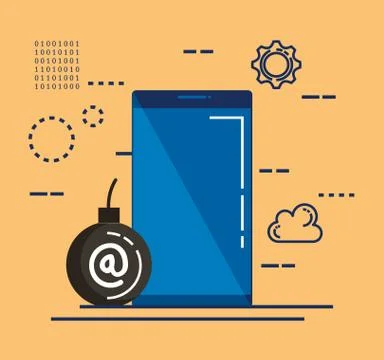 Data center security with smartphone Stock Illustration