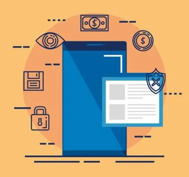 Data center security with smartphone 스톡 일러스트