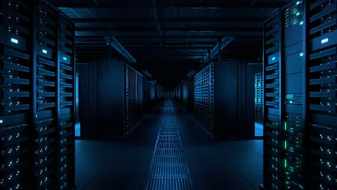 Data Center Server 3D Racks Big Data Room Stock-Footage 162932304