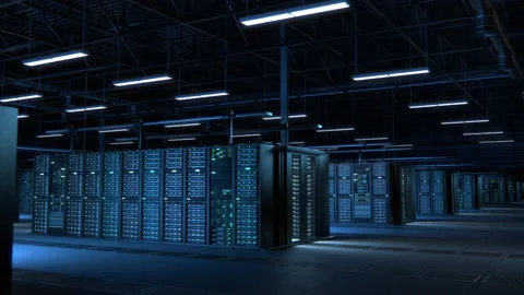 Data Center Server 3D Racks Big Data Room Stock Footage 162944484