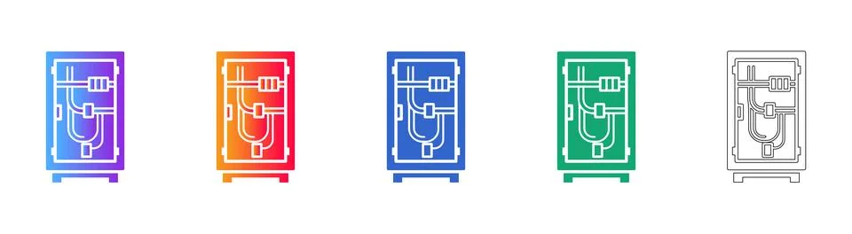 Data Center Server Cabinet Icons Stock Illustration
