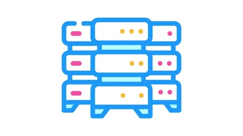 Data center server color icon animation Video stock 227555851