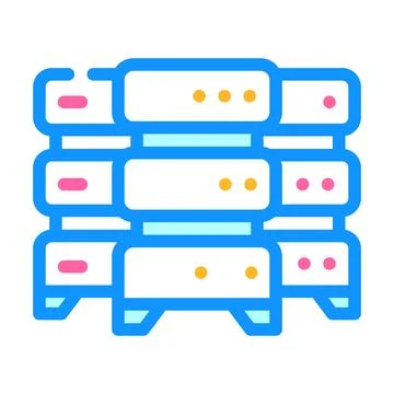 Data center server color icon vector illustration イラスト素材