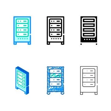 Data center server color icon vector range Illustrazione stock
