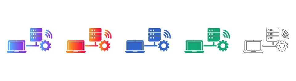 Data Center Server Connectivity Icons Stock Illustration