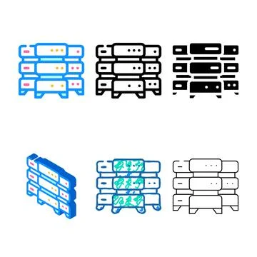 Data center server diversity color icon vector Stock Illustration
