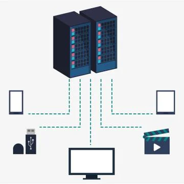 Data center server equipment storage information イラスト素材