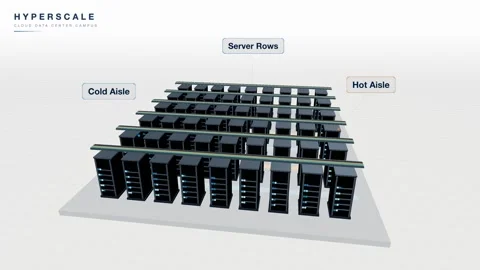 Data center server hall aerial view Video stock 339589950