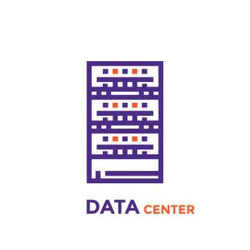 Data center, server icon Illustrazione stock
