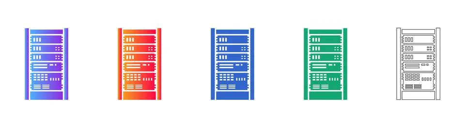 Data Center Server Icon Set Stock Illustration