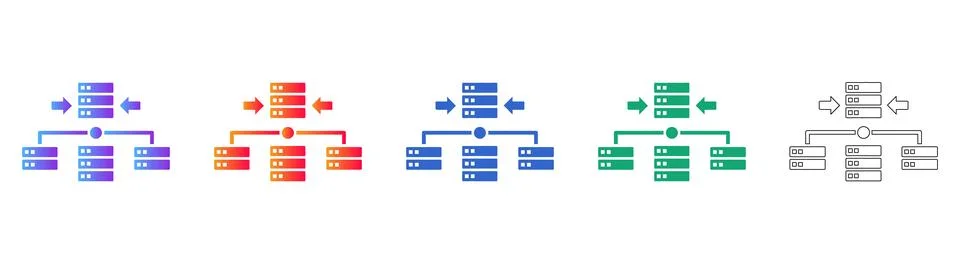 Data Center Server Infrastructure Icons Stock Illustration