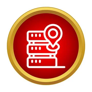 Data center server location pin technology icon Ilustración de archivo