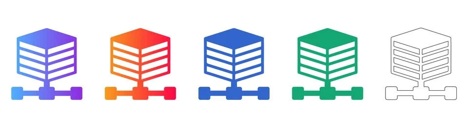 Data Center Server Network Node Icons Illustrazione stock