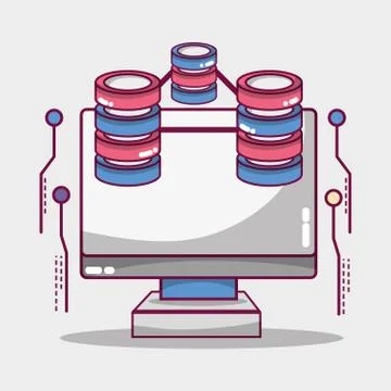 Data center server network technology イラスト素材